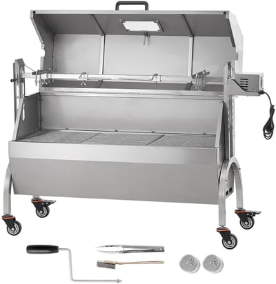 Seth Select Houtskool Spit Grill -Rotisseriegrill - Draaispit barbecue - Roterende grill - Elektrische motor - 46 inch - Zwart