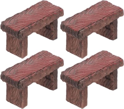 Miniatuur Bankjes - Tuinbankjes Model - Poppenhuis Decoratie - Gedetailleerd Vakmanschap - 4 Stuks 5.3CM - Bruin