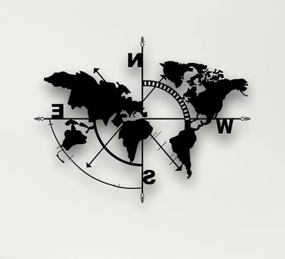 Metalen wereldkaart - Wanddecoratie metaal - Woonkamer decoratie - 3D muur sculptuur - 140x104 cm - Zwart