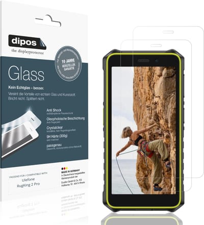 dipos – 2x Pantserfolie geschikt voor Ulefone RugKing 2 Pro | 9H Screenprotector