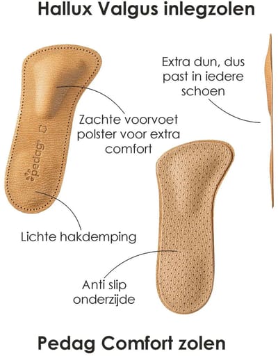 Hallux Valgus oplossing - Voetpolster + Inlegzolen set - Leer - Maat 46 - L