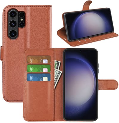 MobyDefend Hoesje - Geschikt voor Samsung Galaxy S24 Ultra - Kunstleren Wallet Book Case (Sluiting Voorkant) - Bruin
