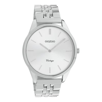 OOZOO Timepieces - Zilverkleurige horloge met zilverkleurige roestvrijstalen armband - C9981