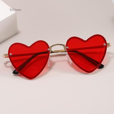 Lunettes de Soleil Glamour Sexy Cœur pour Femmes Adultes Protection Solaire Mode Élégant Monture en Alliage Métallique Lunettes de Soleil Dégradées Protection UV 400 Soleil