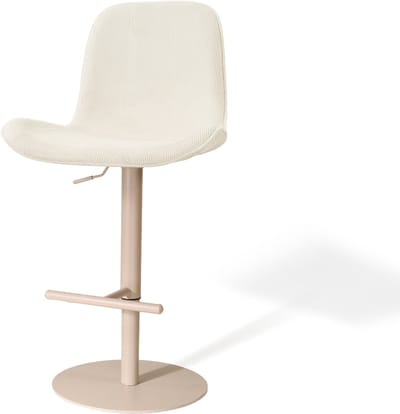 Nolon Niva-Fé Draaibare Tulp Barkruk Rib Beige - Verstelbaar - Beige Onderstel - Stoffen - Modern -Barstoel