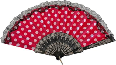 Spaanse flamenco waaier rood wit zwart kant bij Spaanse jurk verkleedkleding verkleedkleren meisje