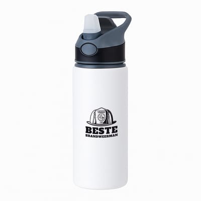 Hacebo® - Beste brandweerman waterfles met rietje zwart - Beste brandweerman - collega - cadeau - water fles - 650ML