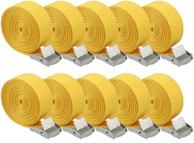 Verstelbare sjorbanden met klemslot - 10 stuks, 2,5 m x 2,5 cm - Voor auto, motorfiets, fiets en camping