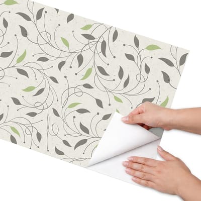 Coloray Meubel Wrap Folie - Beige Meubelfolie - 50x100 cm - Wrapfolie Keuken Kleine blaadjes - Decoratiefolie - Minimalist Meubelfolie - Meubel Wrap Folie - Woonkamer decoratie - Bloemen en planten