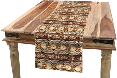ABAKUHAUS Noordische tafelrunner – 40x180 cm – karamel zandbruin