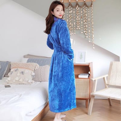 Herfst en Winter Super Lange Nachtjapon Dames Verdikte Nachtjapon Koraalfluweel Badjas Slaapkleding voor Koppels XL