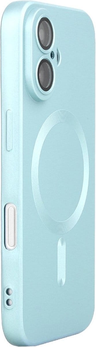ENKAY Hoesje - Geschikt voor iPhone 16 Hoesje - ENKAY Colour TPU Back Cover met Camera Lens Protector - MagSafe Compatible - Cyan