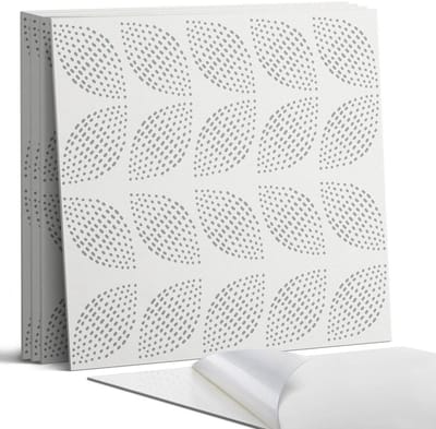 Coloray Wandpanelen Zelfklevend - Bladpatroon met stippen Zelfklevende Wandpanelen - 50 cm x 50 cm - Grijs Wandpaneel PVC - 4 stuks - Texturen Wandpanelen Zelfklevend - Wandpanelen Keuken - Wandpaneel Badkamer