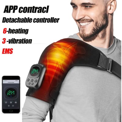 Orthèse d'épaule chauffante électrique avec affichage LED, massage par vibrations pour le soin des articulations et la relaxation musculaire, ceinture de soutien.