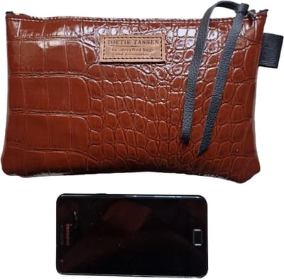 Toetie & Zo - Handgemaakte Etui - Leatherlook/Leer - Bruin - Glans - Telefoontas - Makeuptas - Pennenetui - Medicijnhoesje
