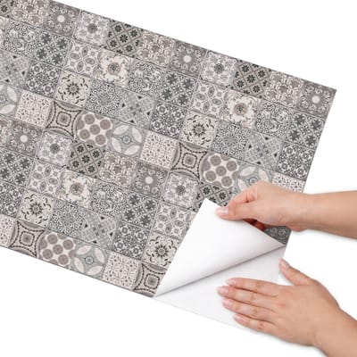 Coloray Meubel Wrap Folie - Grijs Meubelfolie - 50x100 cm - Wrapfolie Keuken Retro mozaïek - Decoratiefolie - Vintage Meubelfolie - Meubel Wrap Folie - Woonkamer decoratie - Achtergronden en patronen