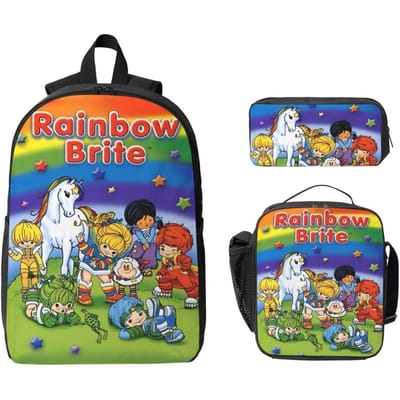 Rainbows Brite Kinderrugzak Lunchbox Etuis voor Jongens Meisjes Rugzakken Lichtgewicht Schooltas Boekentas Set
