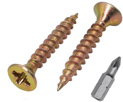 500 Stuks Houtschroeven Geel Verzinkt Staal 3,5 x 20 mm Universele Spaanplaatschroef met Verzonken Kop