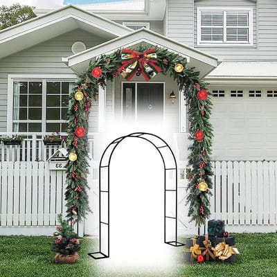 Rozenboog Metaal - Tuinboog Decoratie - Klimplanten Ondersteunen - Weerbestendige Constructie - 1.4 Meter Breed - Zwart