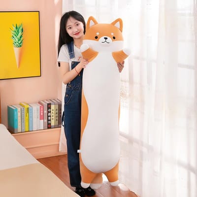 Poupée Shiba Inu 130cm Coussin Peluche Poupée Fille Jouet en Peluche Jambes Poupée de Chiffon Long Lit Chien Dormant Garçon Peluche 70cm