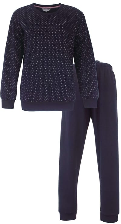 Tenderness Dames Pyjama - Fleece - Lange Mouwen - Donker Blauw - Maat S