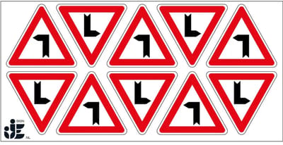 Haakse bocht links sticker | 5 cm - 10 stuks per vel