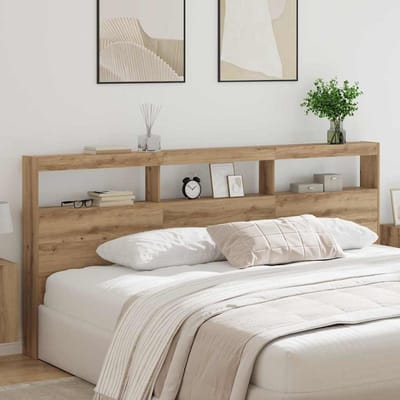 vidaXL Hoofdbord Artisan Eiken 220 x 17 x 102 cm Bewerkt hout