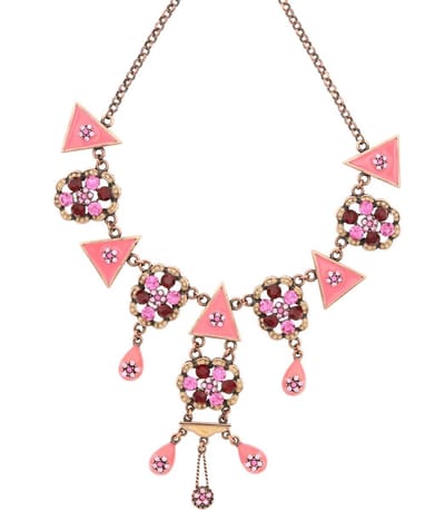 Behave - Dames Ketting Roze Met Hangertjes 45 cm - Nikkelvrij - Handgemaakt En Stijlvol
