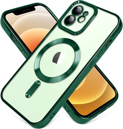 Telefoonhoesje Geschikt voor iPhone 12 – Siliconen Hoes met Chroom – Compatibel met MagSafe – Geïntegreerde Camerabescherming – Groen – FuturiQ