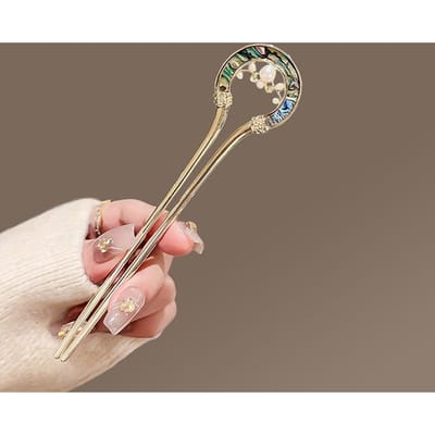 Bâtonnet de Cheveux U Perle de Simulation Épingle à Cheveux Hanfu Bleue et Blanche Rétro en Porcelaine en Forme de U Accessoires pour Cheveux