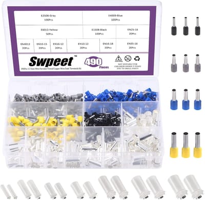 Dailygoods - 490 Stuks Wire Ferrules Assortiment Kit - Koper Crimp Connectoren