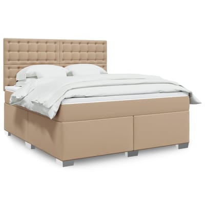 vidaXL - Boxspring - met - matras - kunstleer - cappuccinokleurig - 180x200 - cm