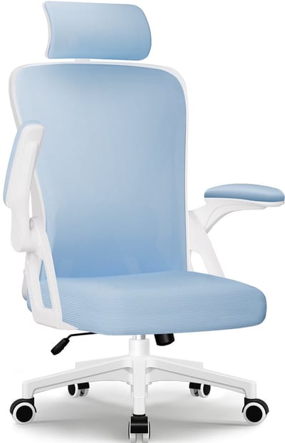 Bureaustoel-ergonomische bureaustoel-bureaustoelen voor volwassenenOpklapbare armleuningen-Blauw