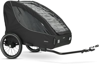 Fietskar voor kinderen - Fietsaanhanger kinder - Actief op pad - Stabiele constructie - max. 50 kg - Zwart