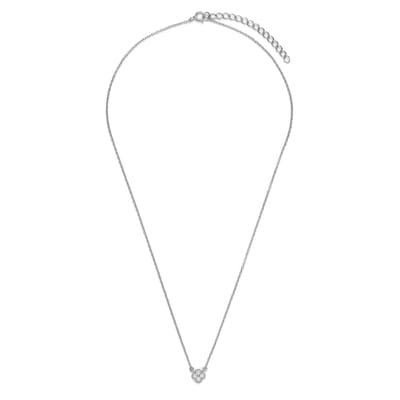 New Bling - 9NB-1586-R - 925 zilveren klaver ketting met zirconiastenen - 40+5 cm - rhodium plated