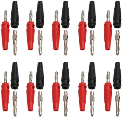 NTH products - 20 Stuks Banaanstekkers 4 mm voor Luidsprekerverbindingen, Rood en Zwart