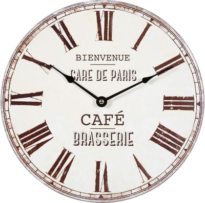 Ostaria Wandklok/muur klok - cafe brasserie klok - D30 cm - mdf - bruin - keuken/kamer