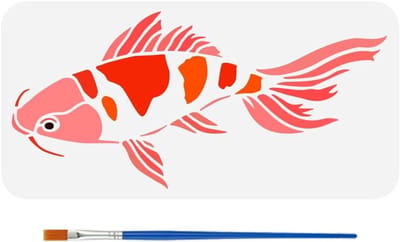 Koi Vis Sjabloon met Kwastje 15x30cm - Decoratief Vispatroon voor Hout, Kleding en Stof, Creatieve Tribal Thema Ontwerpen