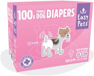 Easypets Dog Diapers Female - Hondenluiers Teef - S/M - 100 stuks - Loopsheidbroekje - Grootverpakking