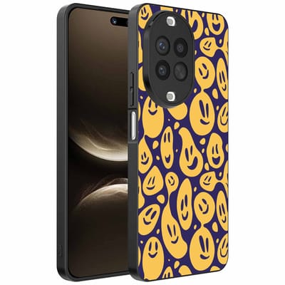 Geschikt voor Huawei Nova 14 Ultra Telefoonhoesje met smiley opdruk - TPU backcover case emoji design - Paars Geel - Smartphonica geschikt voor Huawei Nova 14 Ultra