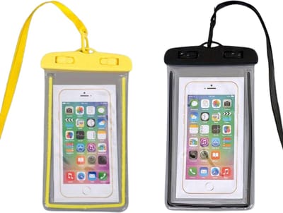 Livano Waterdichte Telefoonhoesjes - Waterdicht Telefoonzakje - Waterproof Festival Opbergtasje - Documententasje - Waterbestendig - Zwart & Geel