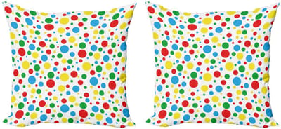 ABAKUHAUS – Kussenhoezen Set 2x40x40 cm – Multicolor stippen – Dubbelzijdig bedrukt – Ritssluiting – Microvezel