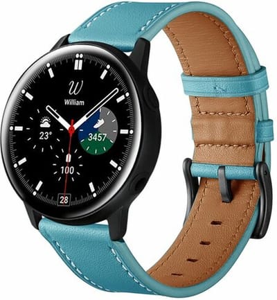 By Qubix - 20mm - lederen bandje - Blauw - Geschikt voor Huawei watch GT 2 (42mm) - Huawei watch GT 3 (42mm) - Huawei watch GT 3 Pro (43mm)
