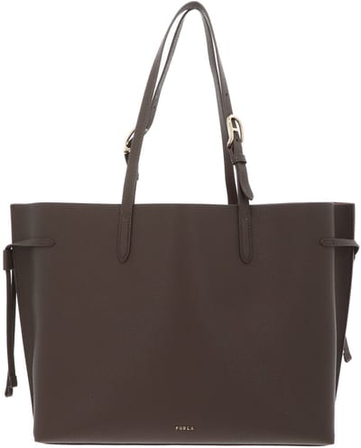 FURLA Leren shopper Ava Tote Muddy Gray + Rosewood Taupe