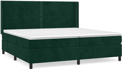 vidaXL - Boxspring - met - matras - fluweel - donkergroen - 200x200 - cm