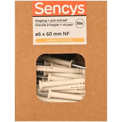 Sencys Slagplug Nylon - Diam. 6x60mm - 50 Stuks