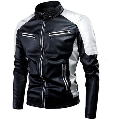 Herfst en Winter Casual Motorjas met Stiksels van Leer Herenmode Opstaande Kraag Retro Warme Leren Jas 5XL
