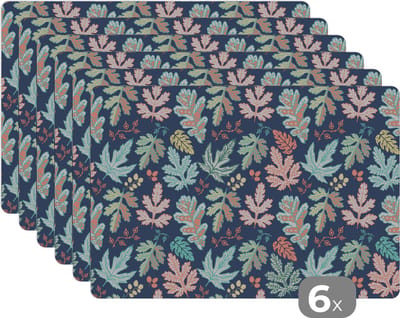 Placemat - Placemats kunststof - Bladeren - Patronen - Barok - 45x30 cm - 6 stuks - Hittebestendig - Anti-Slip - Onderlegger - Afneembaar