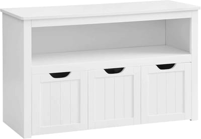 CORE Kinderspeelgoed Opbergkast - Kinderkamermeubel - Kinderkledingkast - Babykamer Commode - Met Wielen - 3 Lades en 2 Planken - 102x30x60 - Wit