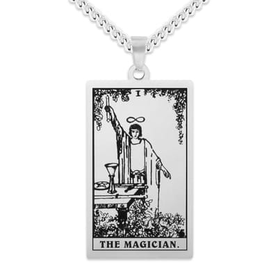 Tarot Ketting I: De Magiër / The Magician - Zilverkleurig Stainless Steel - Grote Arcana uit Rider-Waite Geïnspireerd - 60cm - Pax Amare